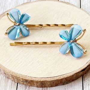 Blue Rhinestone Butterfly Hair Pins Womens Butterfly Jewelry Cute Hair Clip Gift